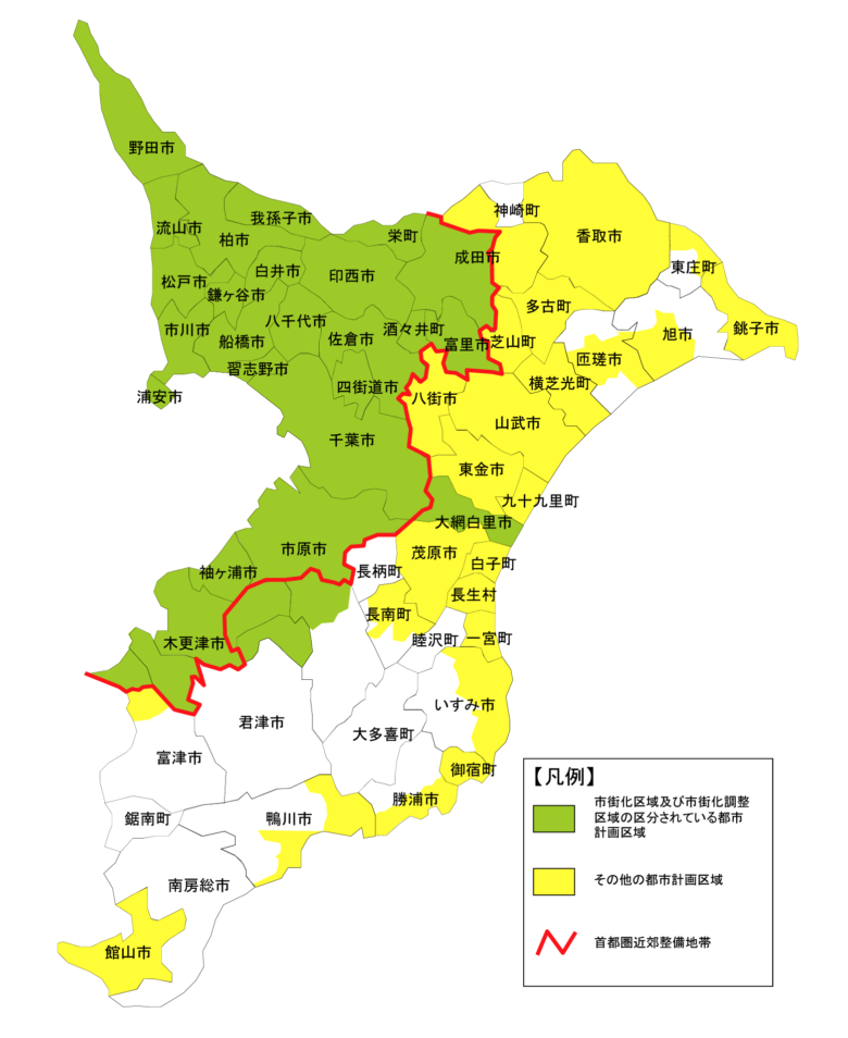 千葉県の都市計画区域図